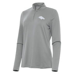 Denver Broncos Antigua Women's Reprocess Quarter-Zip Top - Gray Tops