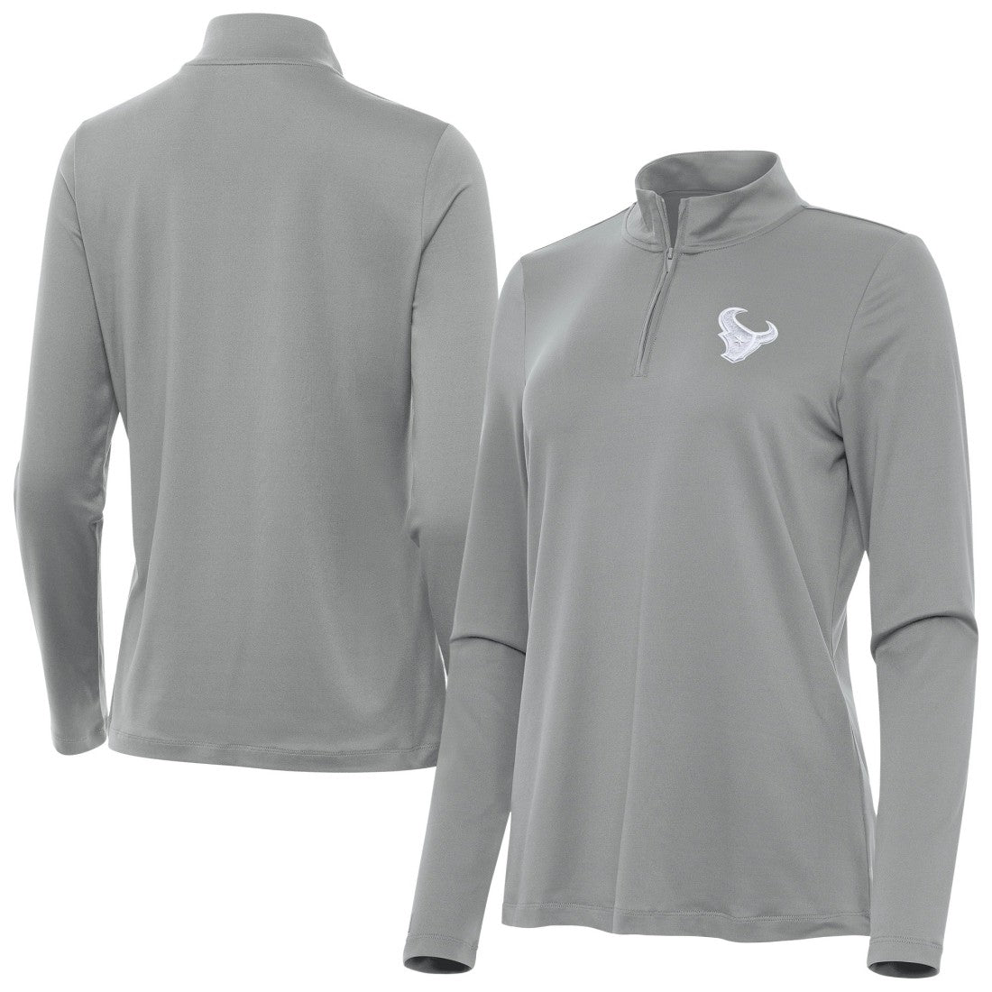 Houston Texans Antigua Women's Reprocess Quarter-Zip Top - Gray Tops