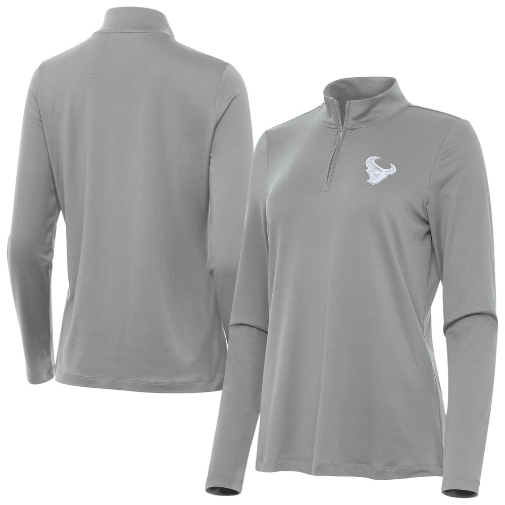 Houston Texans Antigua Women's Reprocess Quarter-Zip Top - Gray Tops