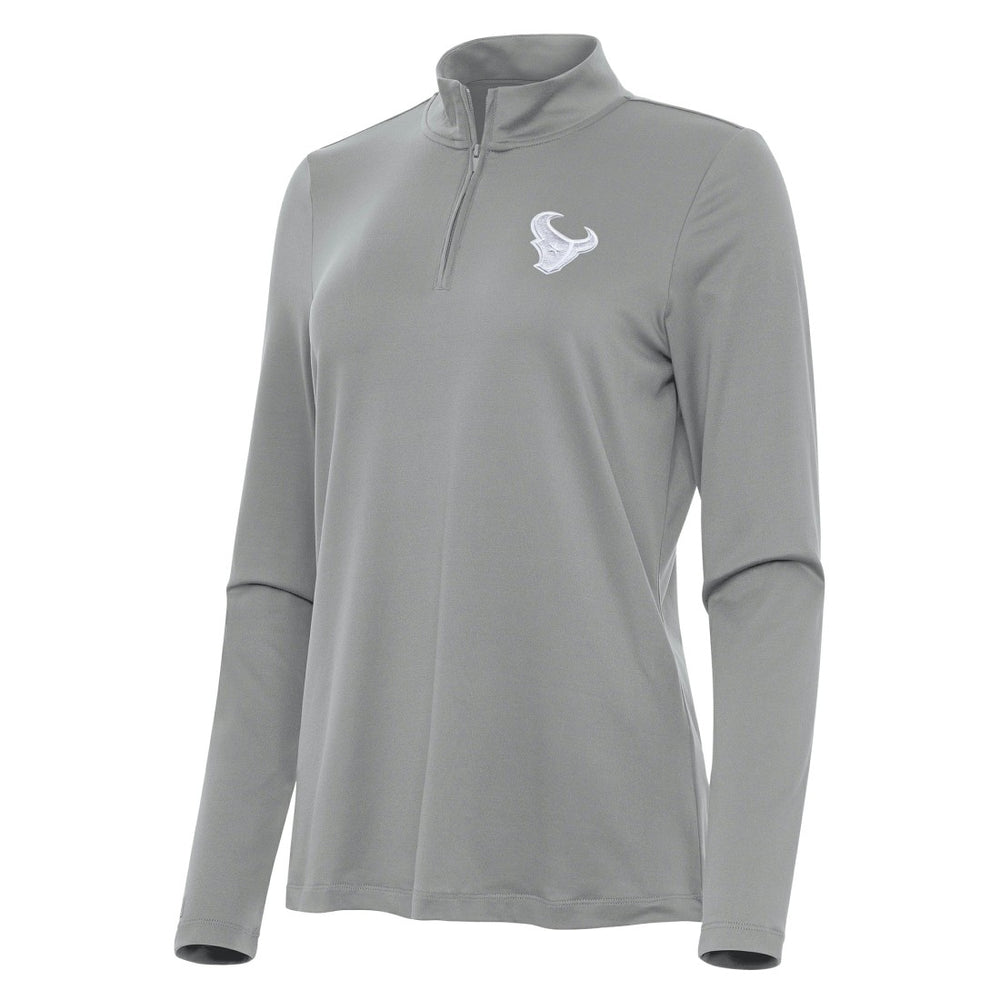 Houston Texans Antigua Women's Reprocess Quarter-Zip Top - Gray Tops