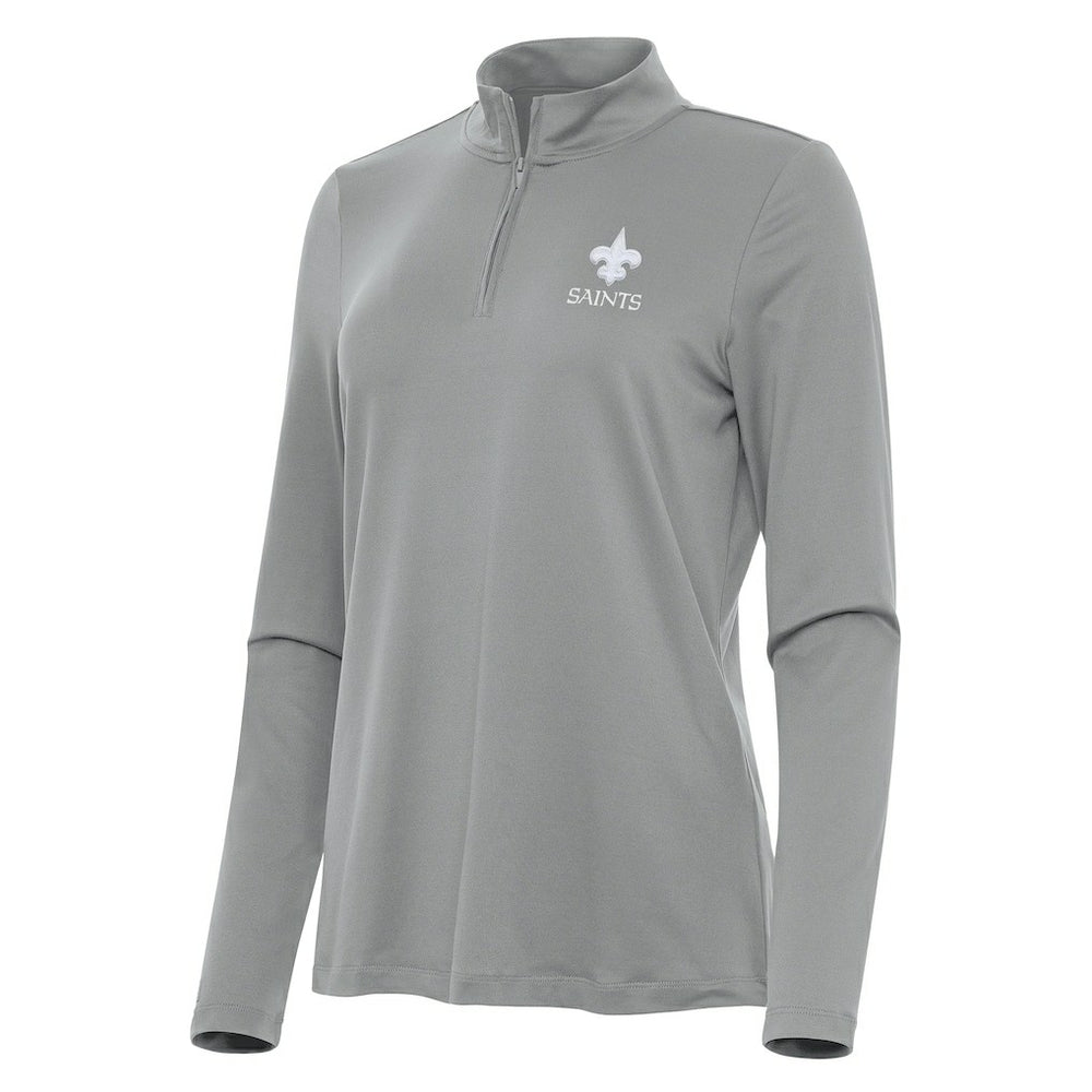 New Orleans Saints Antigua Women's Reprocess Quarter-Zip Top - Gray Tops