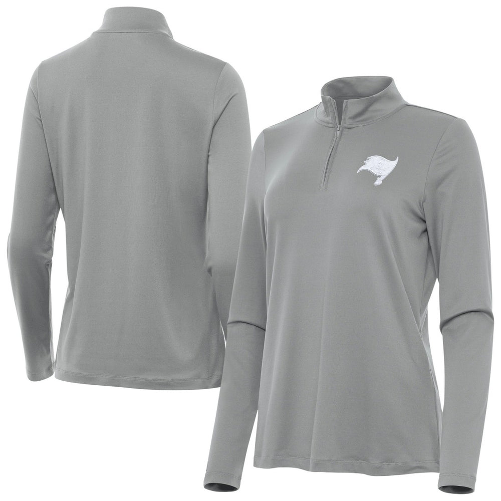 Tampa Bay Buccaneers Antigua Women's Reprocess Quarter-Zip Top - Gray Tops