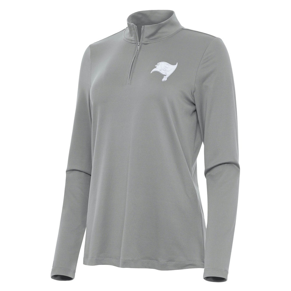 Tampa Bay Buccaneers Antigua Women's Reprocess Quarter-Zip Top - Gray Tops