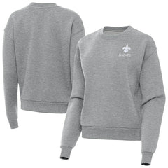 New Orleans Saints Antigua Women's Victory Crew Pullover Sweatshirt - Heather Gray Pullover