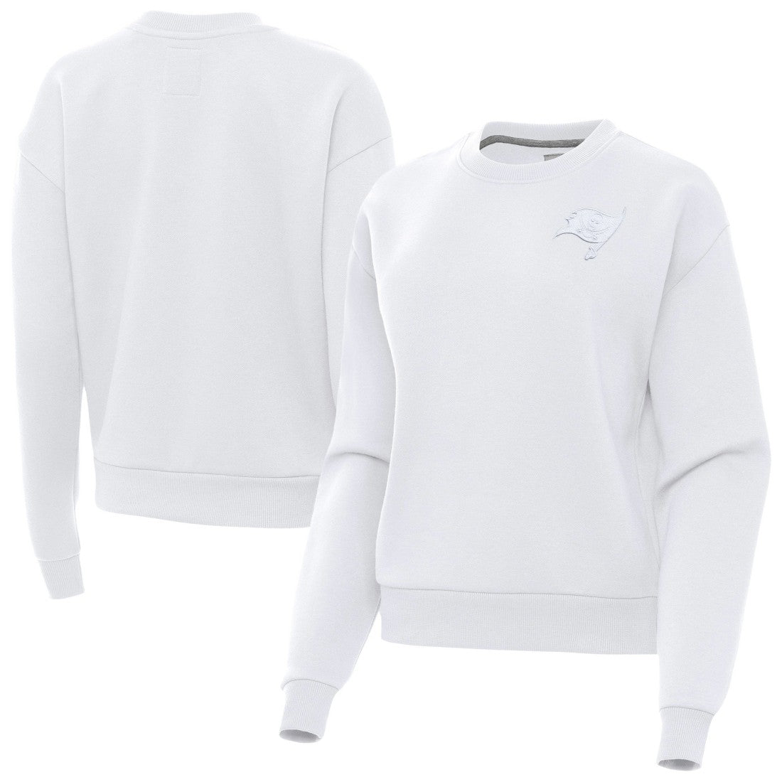 Tampa Bay Buccaneers Antigua Women's Victory Crew Pullover Sweatshirt - White Pullover