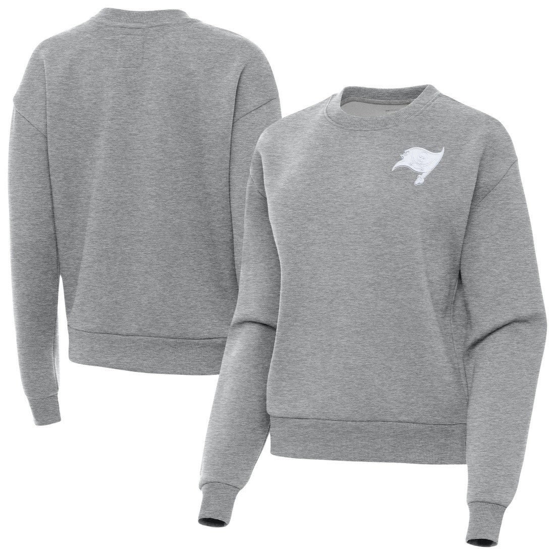 Tampa Bay Buccaneers Antigua Women's Victory Crew Pullover Sweatshirt - Heather Gray Pullover
