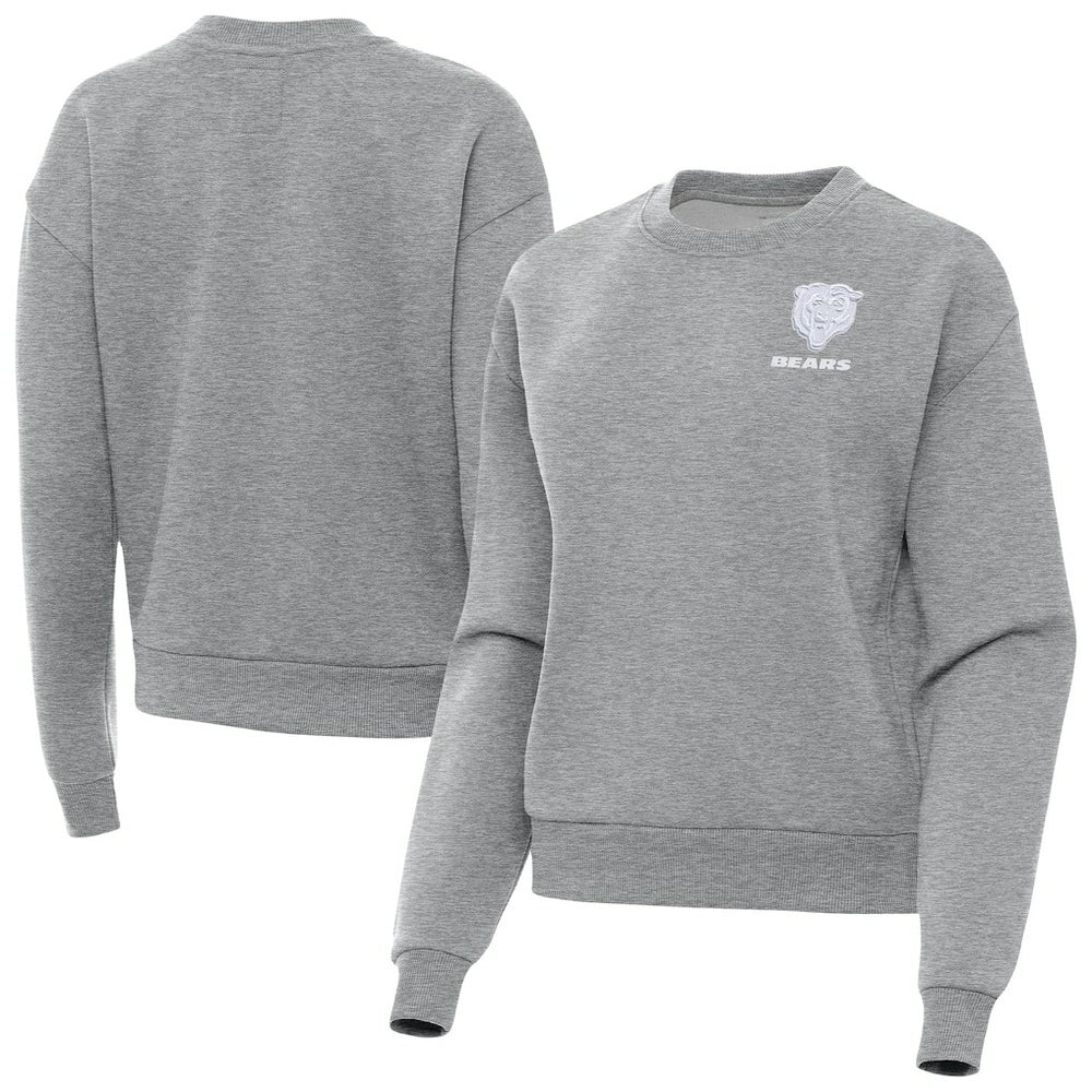Chicago Bears Antigua Women's Victory Crew Pullover Sweatshirt - Heather Gray Pullover
