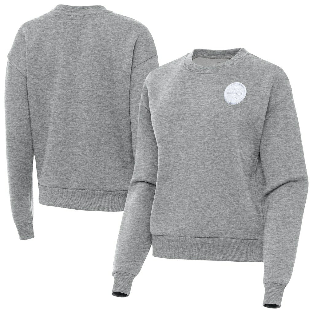 Pittsburgh Steelers Antigua Women's Victory Crew Pullover Sweatshirt - Heather Gray Pullover