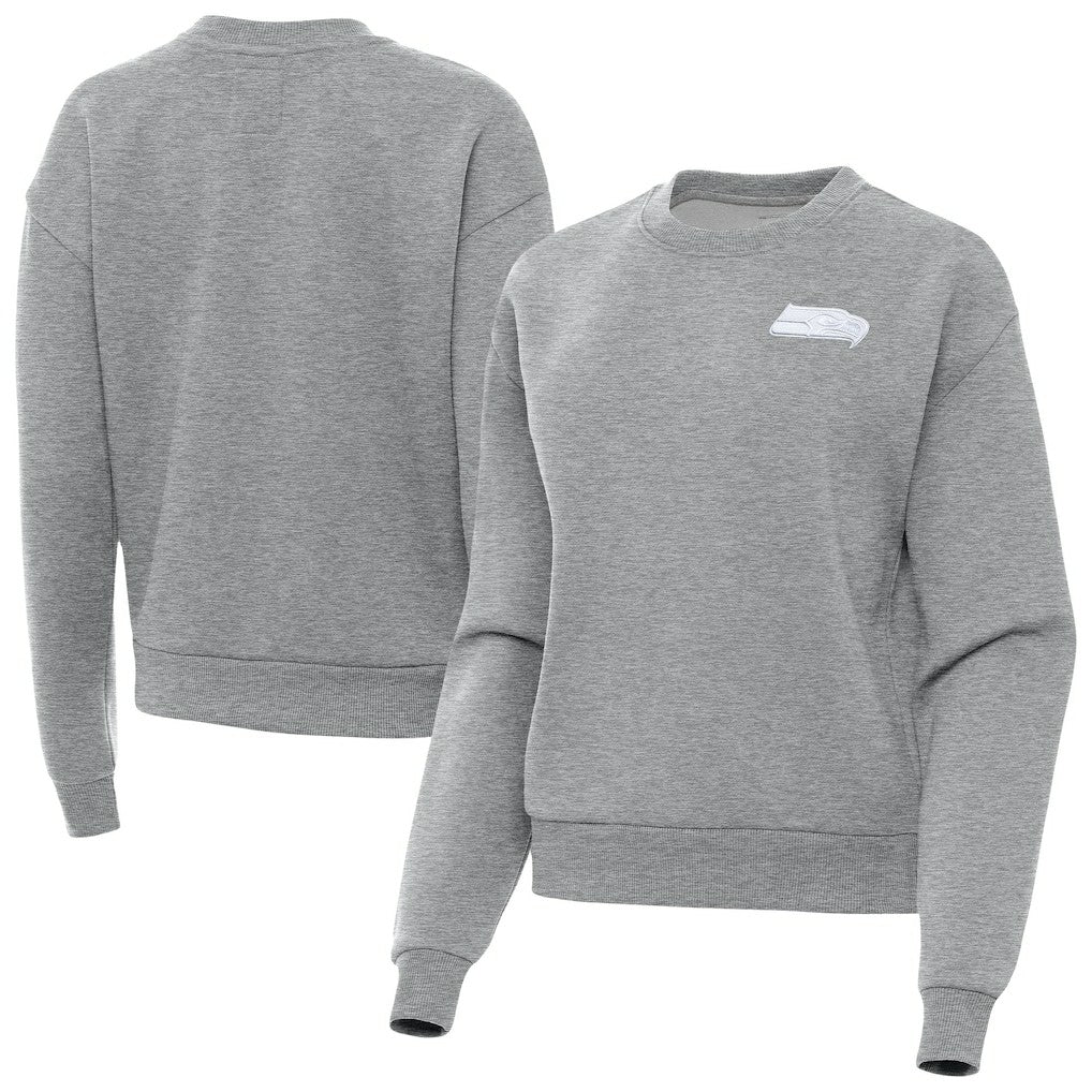 Seattle Seahawks Antigua Women's Victory Crew Pullover Sweatshirt - Heather Gray Pullover