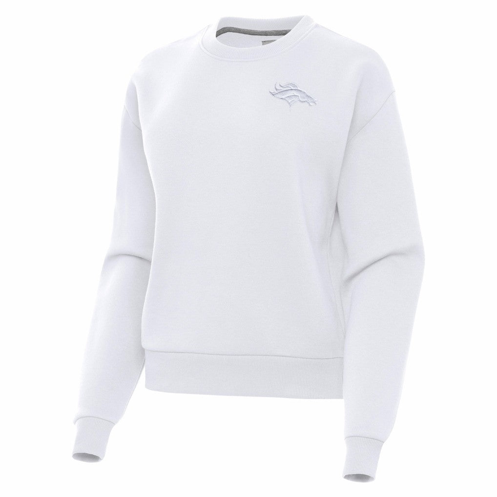 Denver Broncos Antigua Women's Victory Crew Pullover Sweatshirt - White Pullover