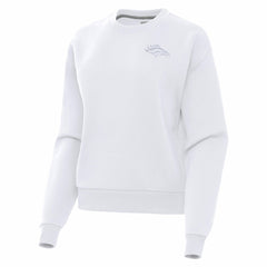 Denver Broncos Antigua Women's Victory Crew Pullover Sweatshirt - White Pullover