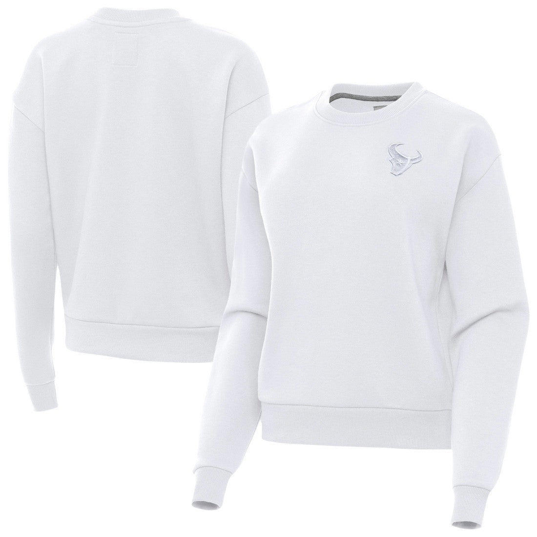 Houston Texans Antigua Women's Victory Crew Pullover Sweatshirt - White Pullover