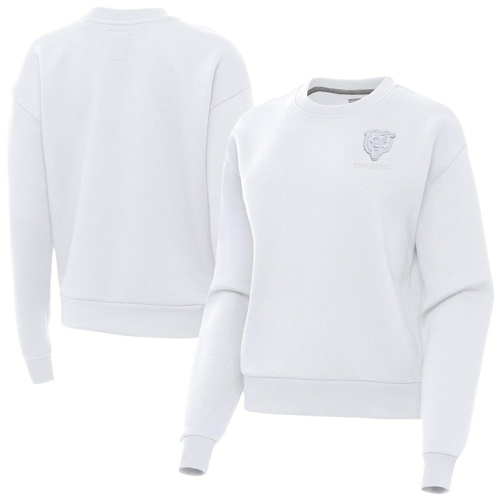 Chicago Bears Antigua Women's Victory Crew Pullover Sweatshirt - White Pullover