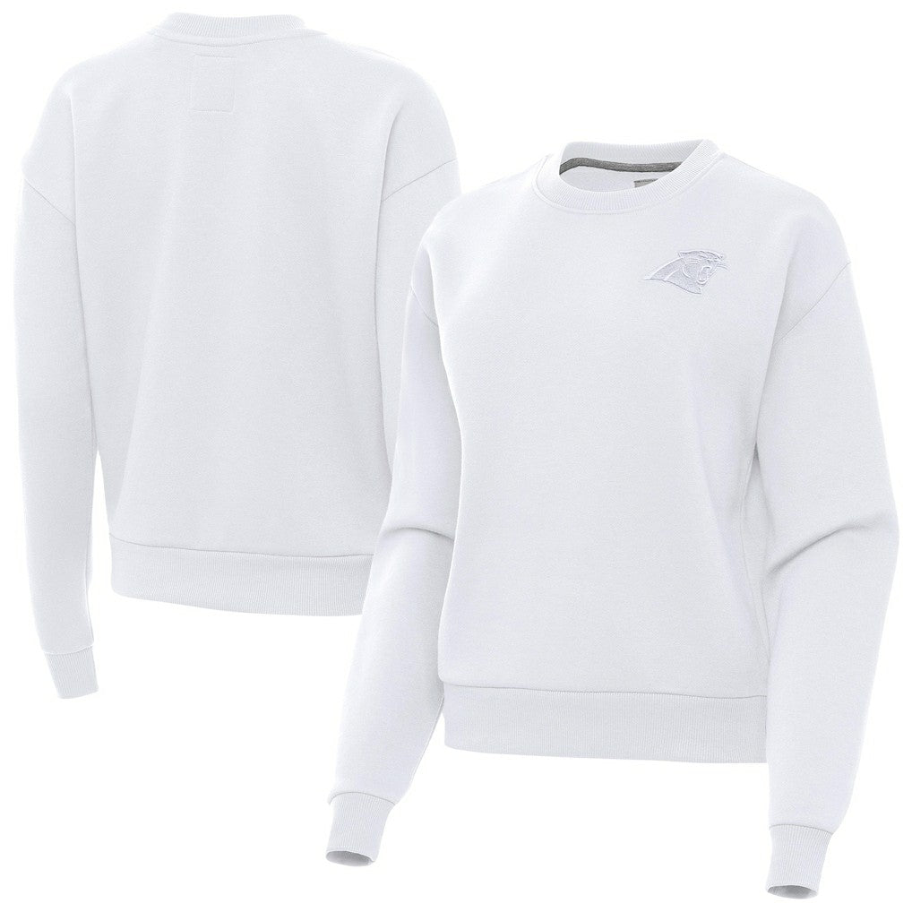 Carolina Panthers Antigua Women's Victory Crew Pullover Sweatshirt - White Pullover