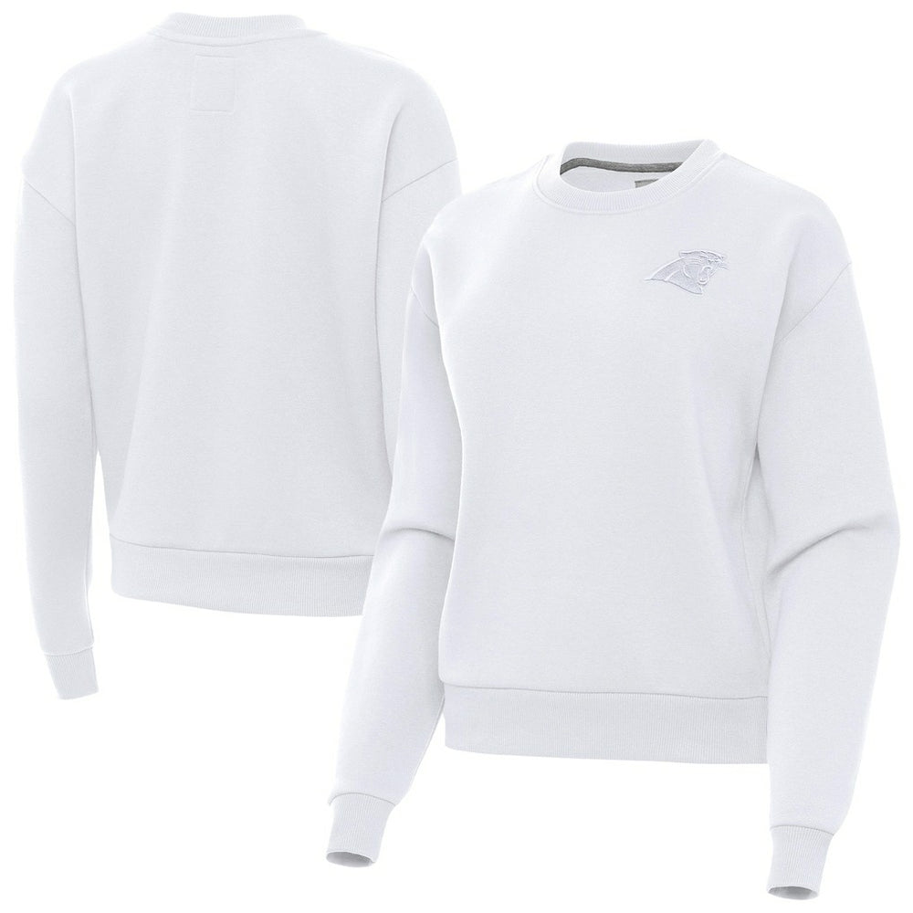 Carolina Panthers Antigua Women's Victory Crew Pullover Sweatshirt - White Pullover