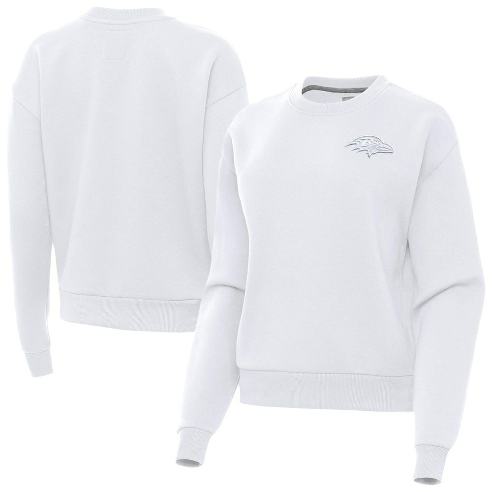 Baltimore Ravens Antigua Women's Victory Crew Pullover Sweatshirt - White Pullover