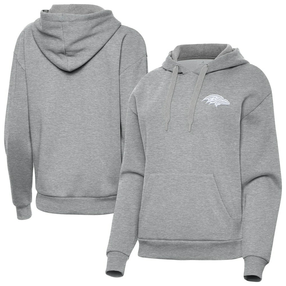 Baltimore Ravens Antigua Women's Victory Pullover Hoodie - Heather Gray Hoodies