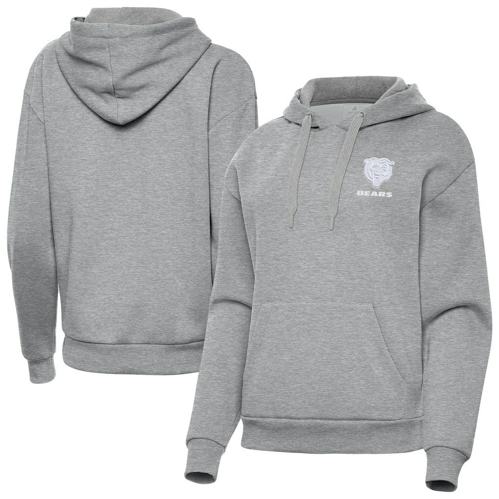 Chicago Bears Antigua Women's Victory Pullover Hoodie - Heather Gray Hoodies