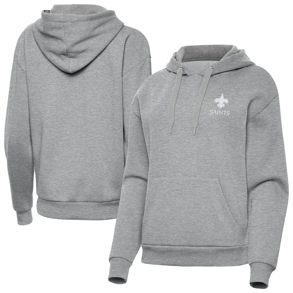 New Orleans Saints Antigua Women's Victory Pullover Hoodie - Heather Gray Hoodies