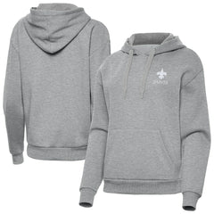 New Orleans Saints Antigua Women's Victory Pullover Hoodie - Heather Gray Hoodies