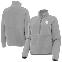 Minnesota Vikings Antigua Women's Figure Half-Zip Sweatshirt - Gray Sweatshirts