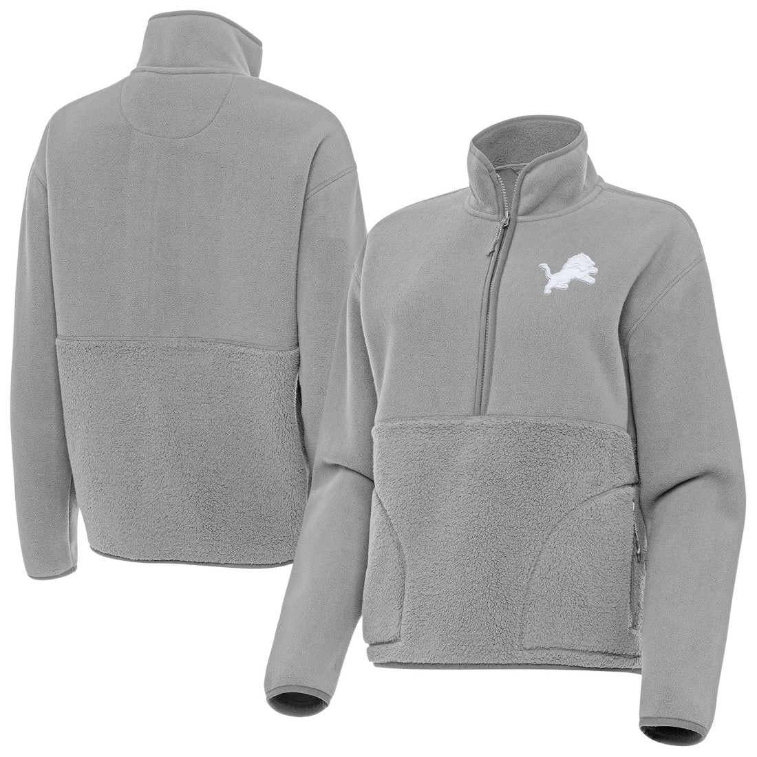 Detroit Lions Antigua Women's Figure Half-Zip Sweatshirt - Gray Sweatshirts