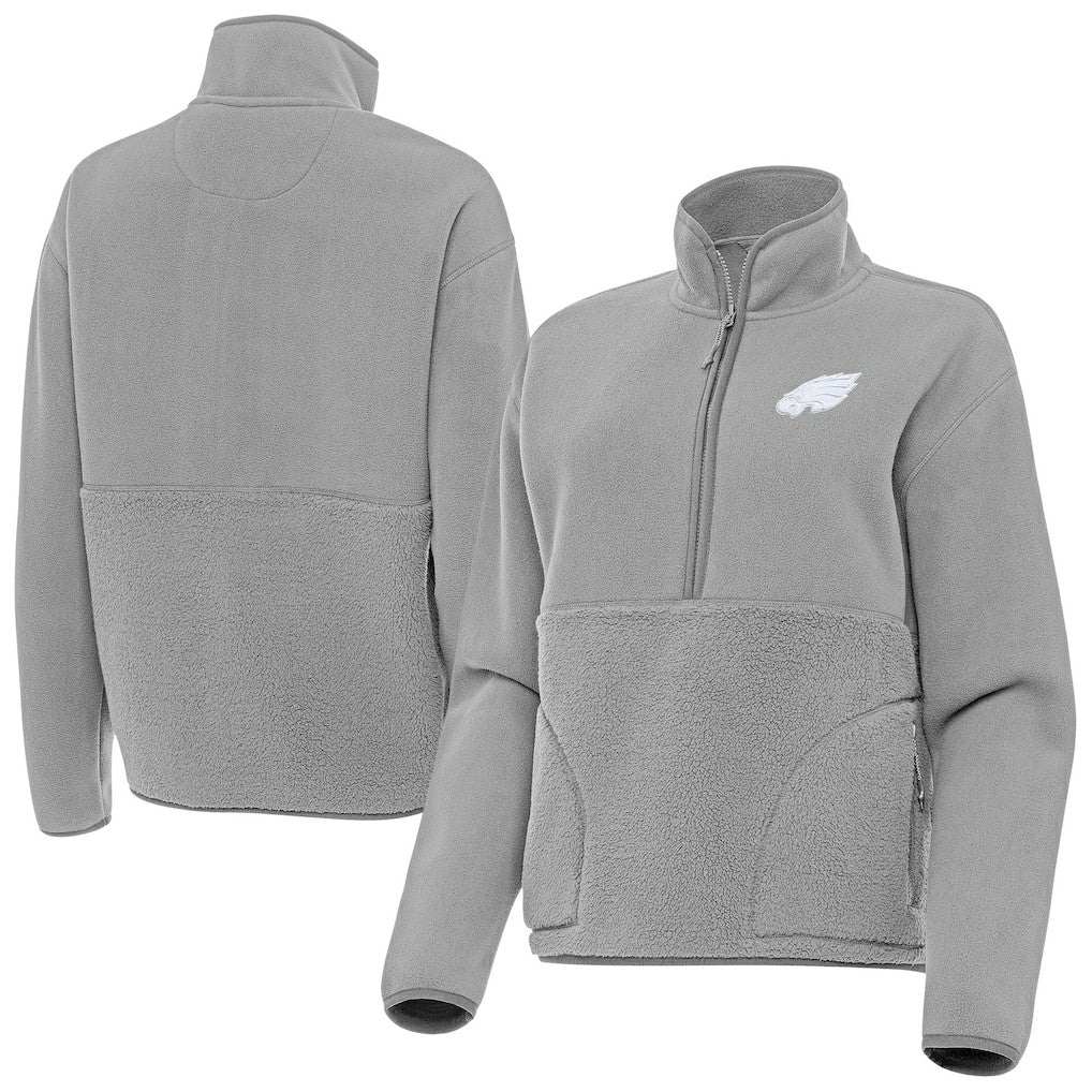 Philadelphia Eagles Antigua Women's Figure Half-Zip Sweatshirt - Gray Sweatshirts