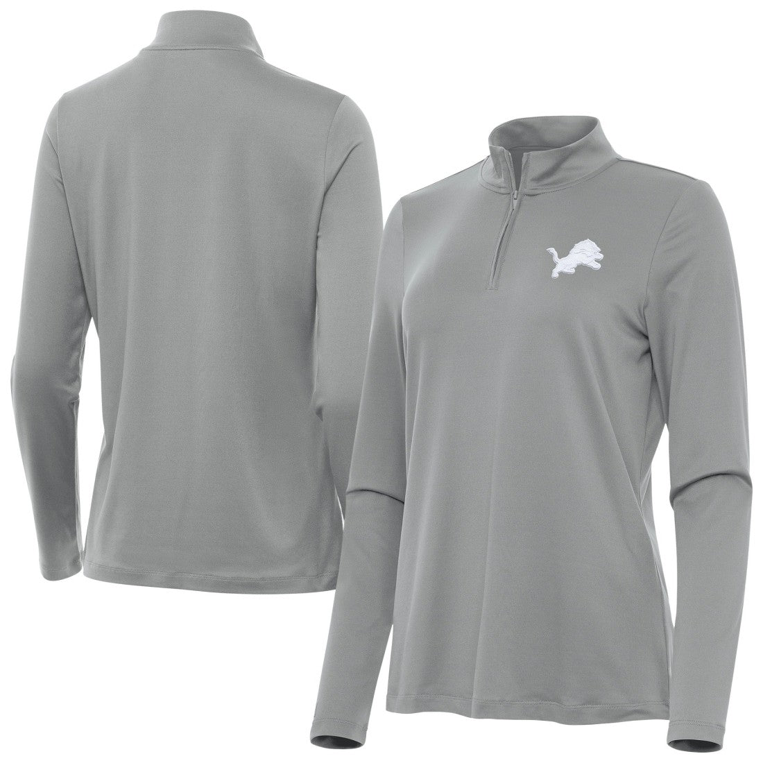 Detroit Lions Antigua Women's Reprocess Quarter-Zip Top - Gray Tops