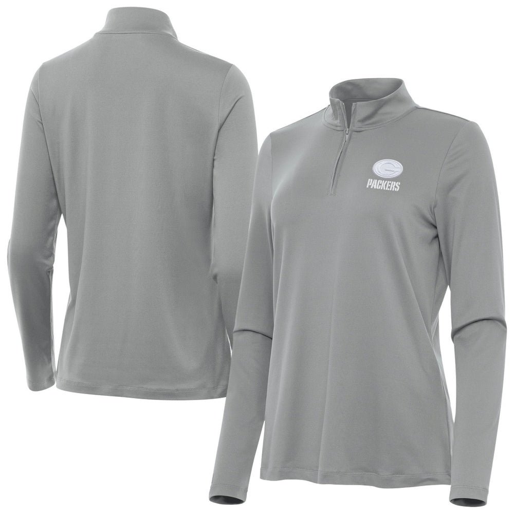 Green Bay Packers Antigua Women's Reprocess Quarter-Zip Top - Gray Tops