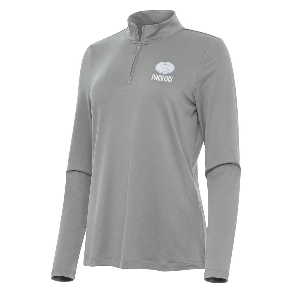 Green Bay Packers Antigua Women's Reprocess Quarter-Zip Top - Gray Tops