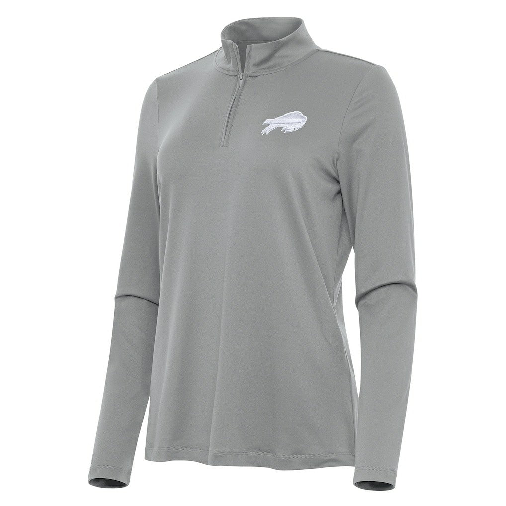 Buffalo Bills Antigua Women's Reprocess Quarter-Zip Top - Gray Tops