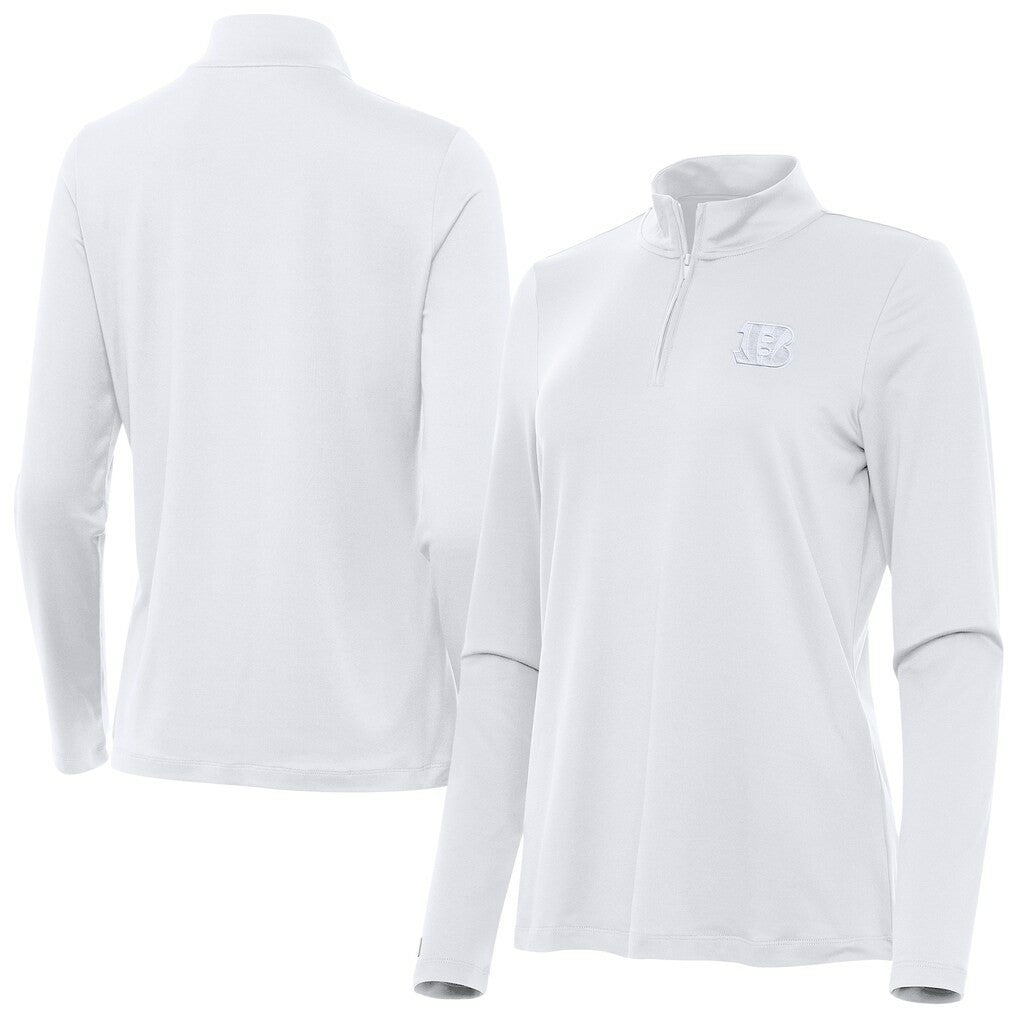 Cincinnati Bengals Antigua Women's Reprocess Quarter-Zip Top - White Tops