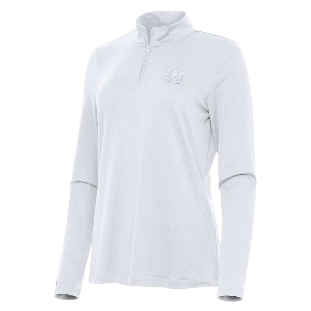 Cincinnati Bengals Antigua Women's Reprocess Quarter-Zip Top - White Tops