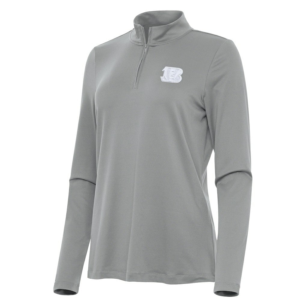 Cincinnati Bengals Antigua Women's Reprocess Quarter-Zip Top - Gray Tops