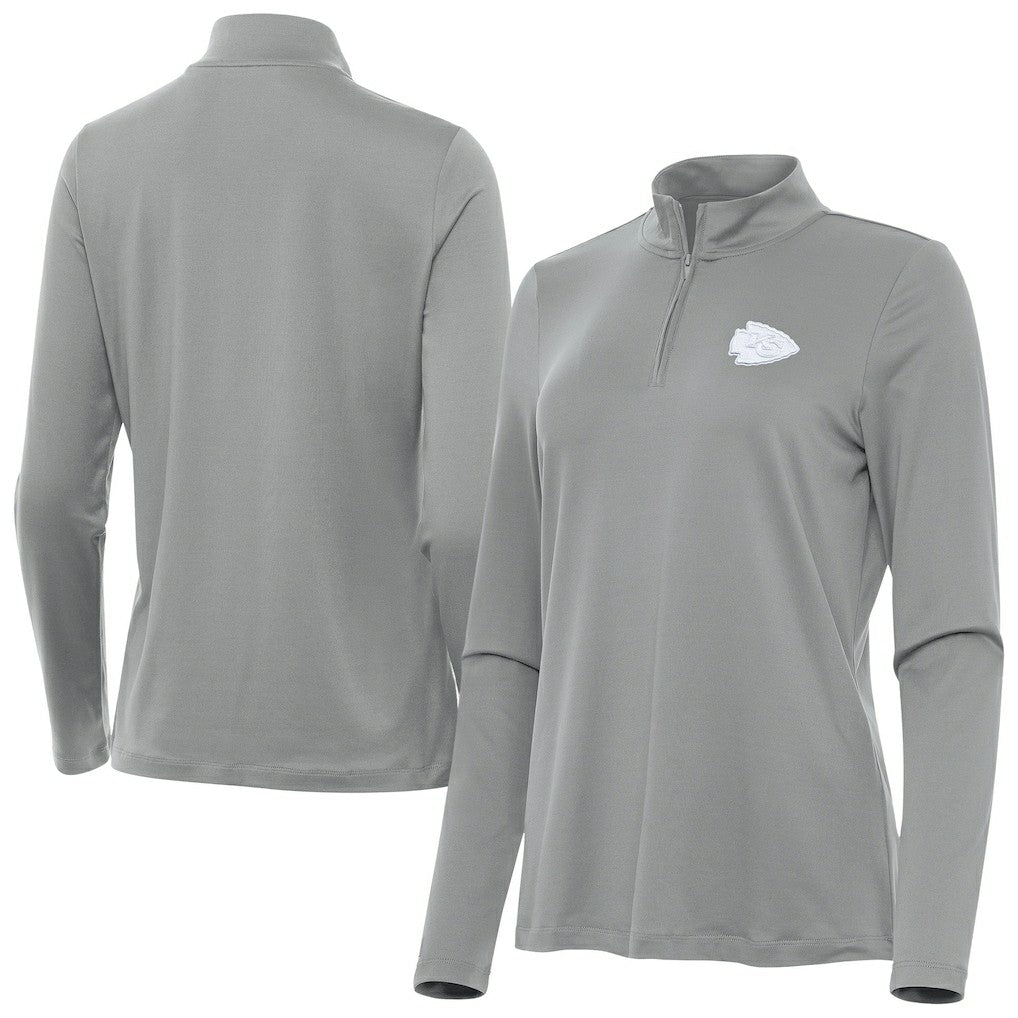 Kansas City Chiefs Antigua Women's Reprocess Quarter-Zip Top - Gray Tops