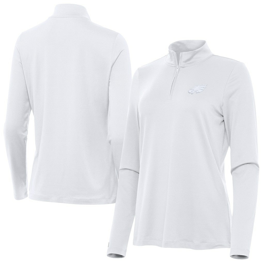 Philadelphia Eagles Antigua Women's Reprocess Quarter-Zip Top - White Tops