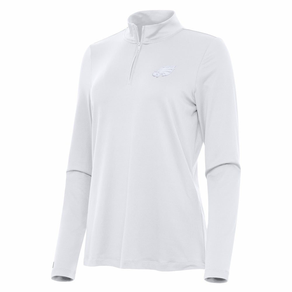Philadelphia Eagles Antigua Women's Reprocess Quarter-Zip Top - White Tops