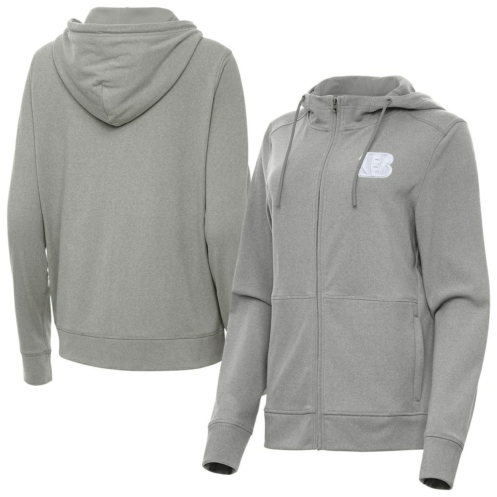Cincinnati Bengals Antigua Women's Seeker Full-Zip Hoodie Jacket - Heather Gray Hoodies