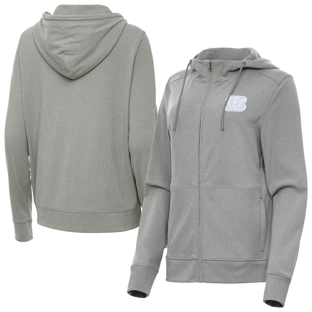 Cincinnati Bengals Antigua Women's Seeker Full-Zip Hoodie Jacket - Heather Gray Hoodies