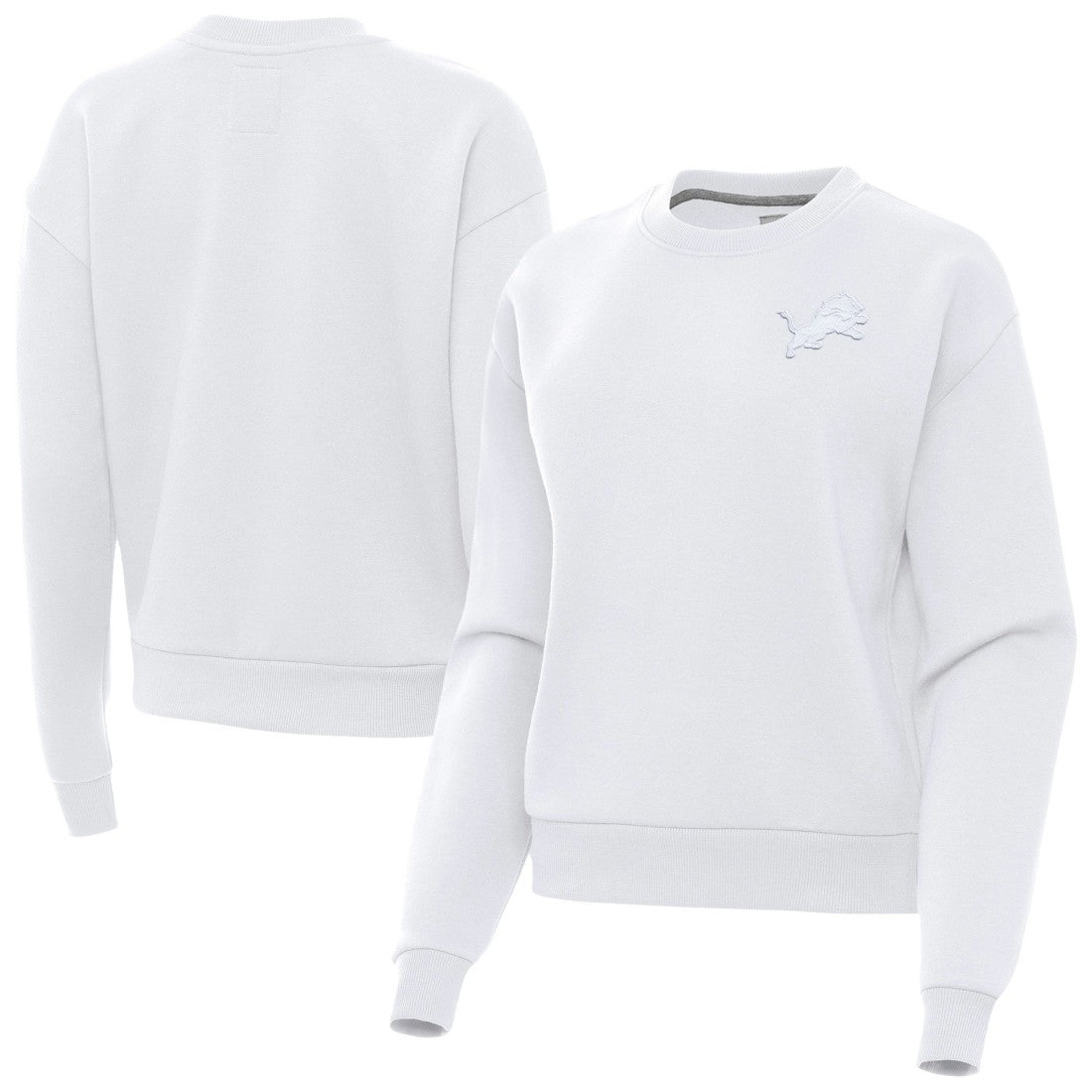 Detroit Lions Antigua Women's Victory Crew Pullover Sweatshirt - White Pullover