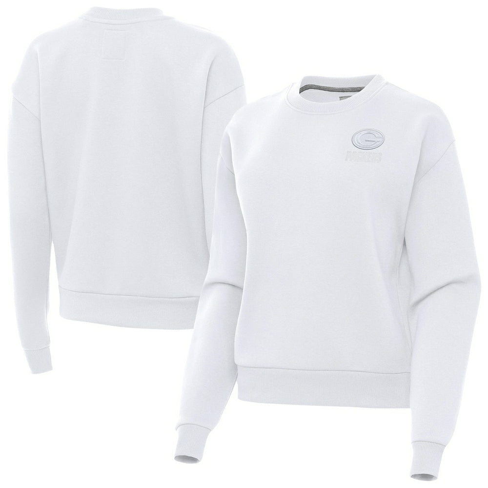 Green Bay Packers Antigua Women's Victory Crew Pullover Sweatshirt - White Pullover