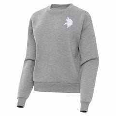 Minnesota Vikings Antigua Women's Victory Crew Pullover Sweatshirt - Heather Gray Pullover