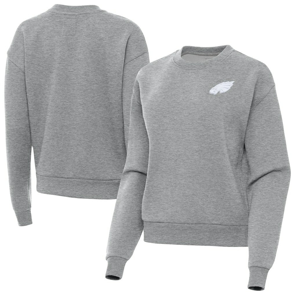Philadelphia Eagles Antigua Women's Victory Crew Pullover Sweatshirt - Heather Gray Pullover