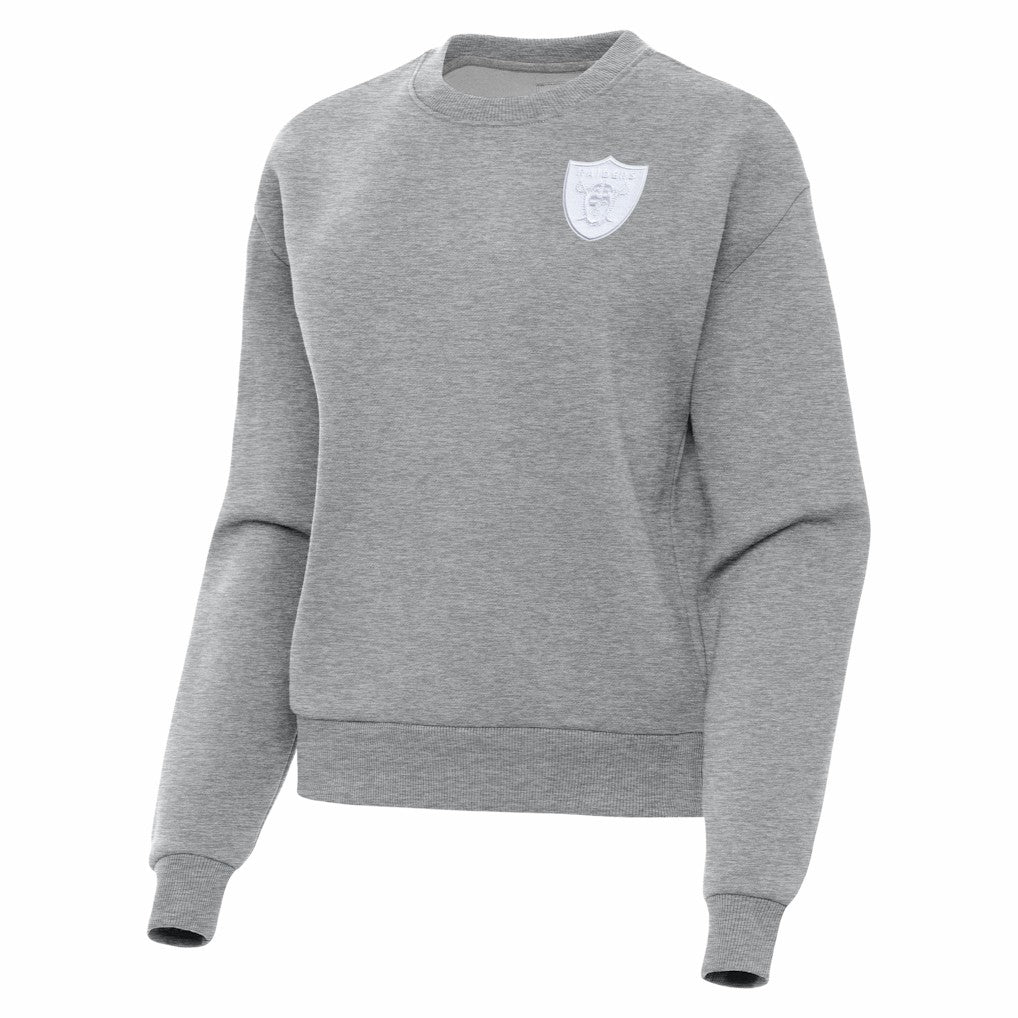Las Vegas Raiders Antigua Women's Victory Crew Pullover Sweatshirt - Heather Gray Pullover
