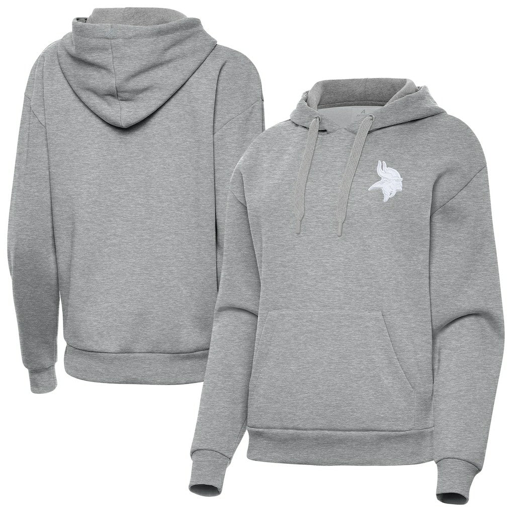 Minnesota Vikings Antigua Women's Victory Pullover Hoodie - Heather Gray Hoodies