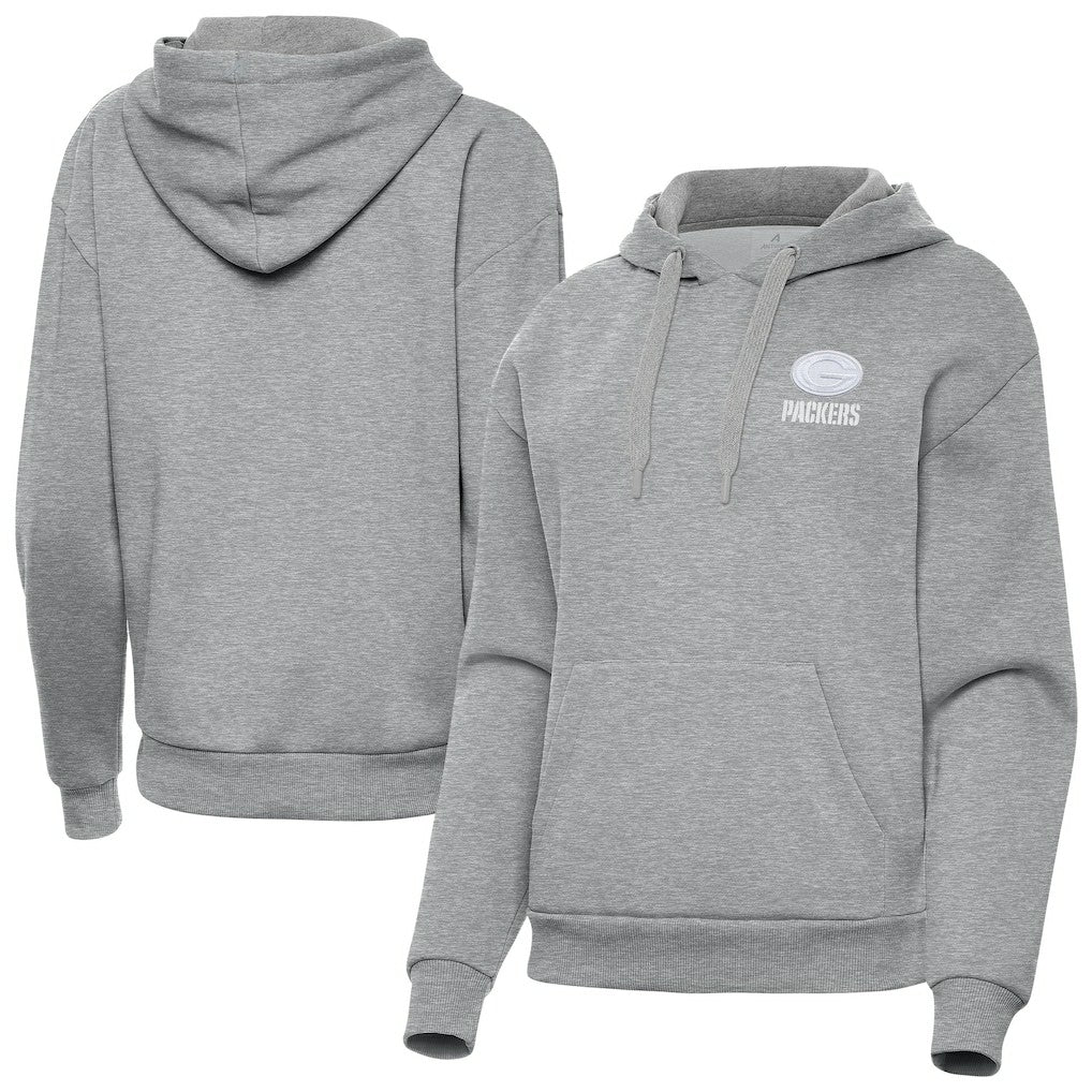 Green Bay Packers Antigua Women's Victory Pullover Hoodie - Heather Gray Hoodies