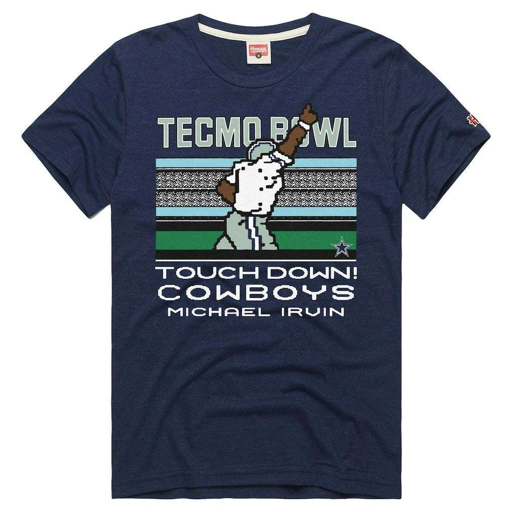 Michael Irvin Dallas Cowboys Homage Unisex Tecmo Bowl Retired Player Graphic Tri-Blend T-Shirt - Navy T-shirts