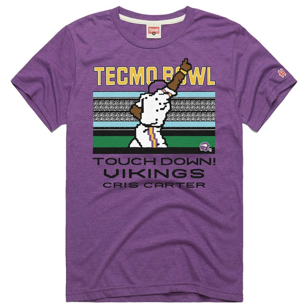 Cris Carter Minnesota Vikings Homage Unisex Tecmo Bowl Retired Player Graphic Tri-Blend T-Shirt - Purple T-shirts