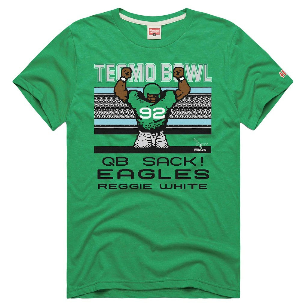 Reggie White Philadelphia Eagles Homage Unisex Tecmo Bowl Retired Player Graphic Tri-Blend T-Shirt - Kelly Green T-shirts