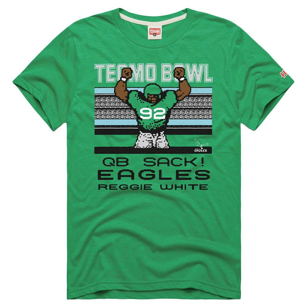 Reggie White Philadelphia Eagles Homage Unisex Tecmo Bowl Retired Player Graphic Tri-Blend T-Shirt - Kelly Green T-shirts